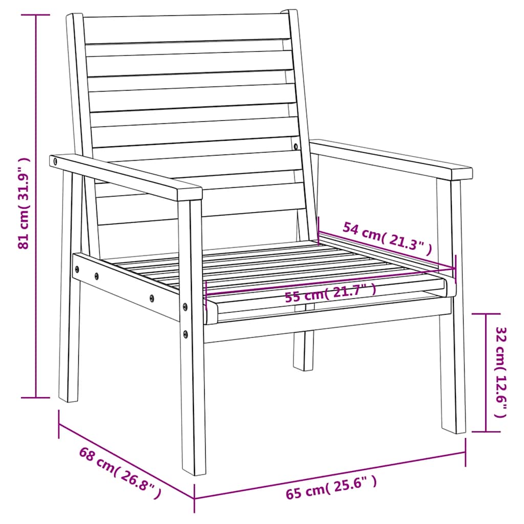 Ensemble de salon de jardin 3 pcs bois d'acacia solide