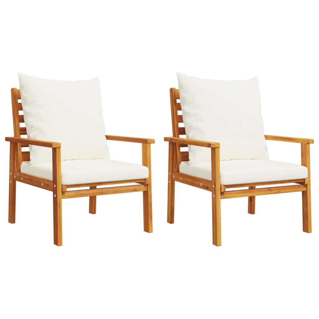 Salon de jardin 3 pcs avec coussins bois massif d'acacia