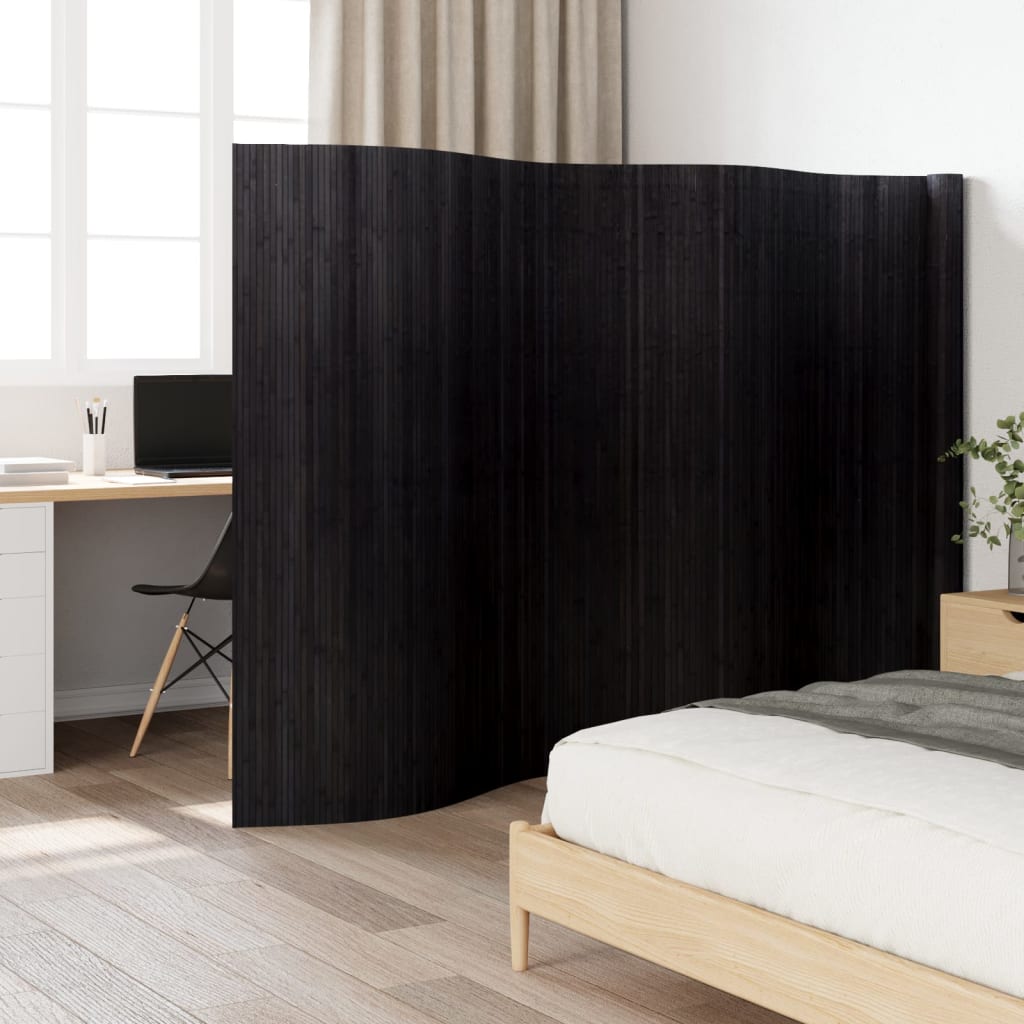 Cloison de séparation noir 165x600 cm bambou XIOS