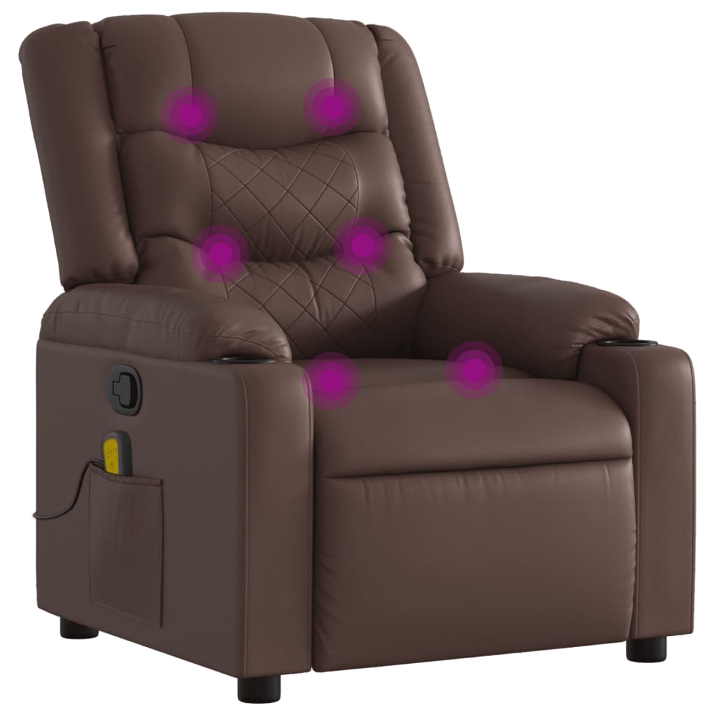 Fauteuil de massage inclinable Marron Similicuir Fauteuils vidaXL