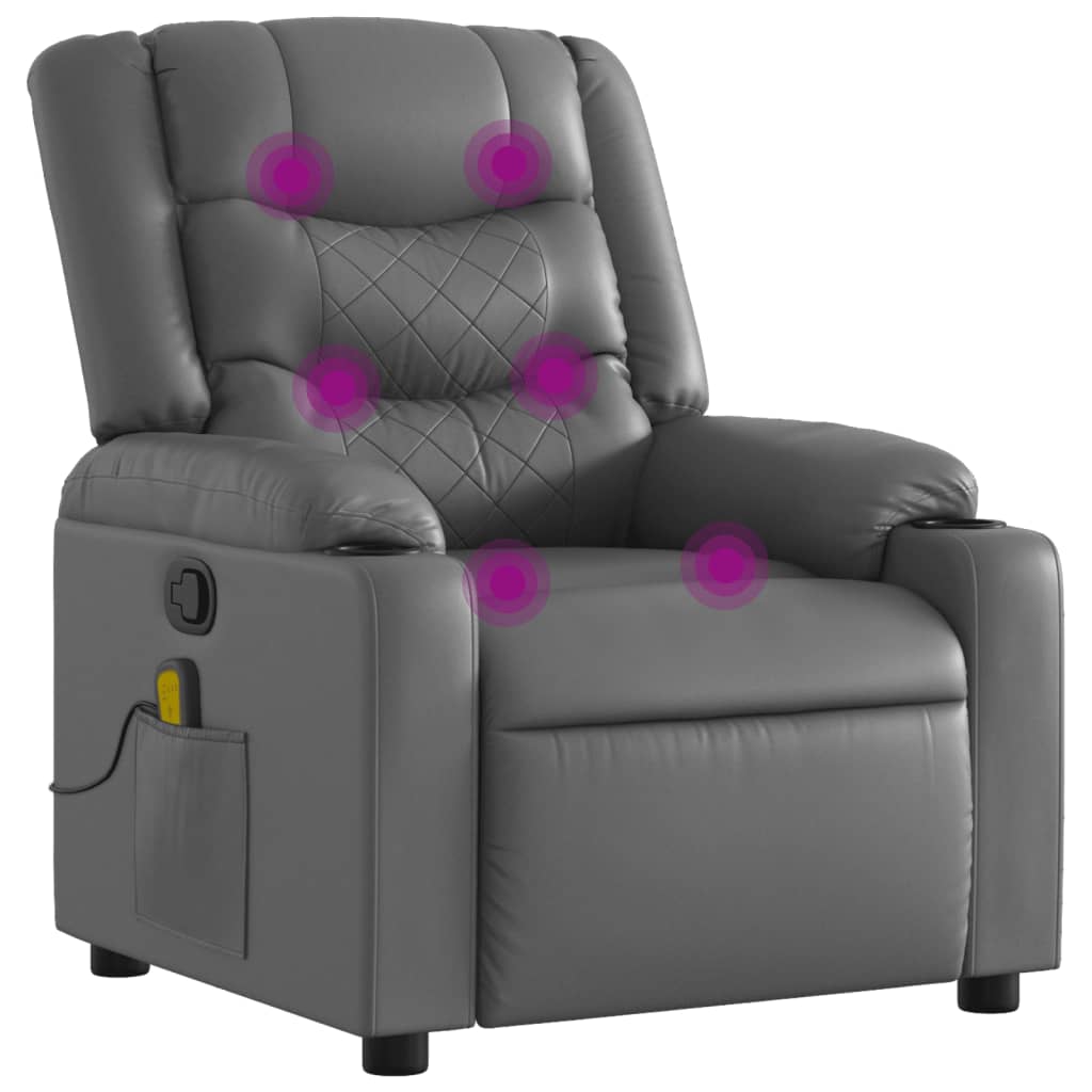 Fauteuil de massage inclinable Gris Similicuir Fauteuils vidaXL