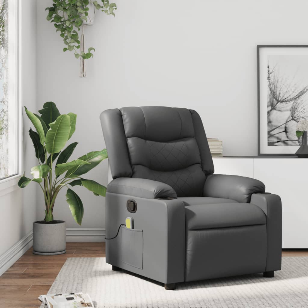 Fauteuil de massage inclinable Gris Similicuir Fauteuils vidaXL
