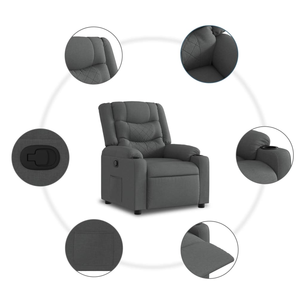 Fauteuil inclinable Gris foncé Tissu - XIOS