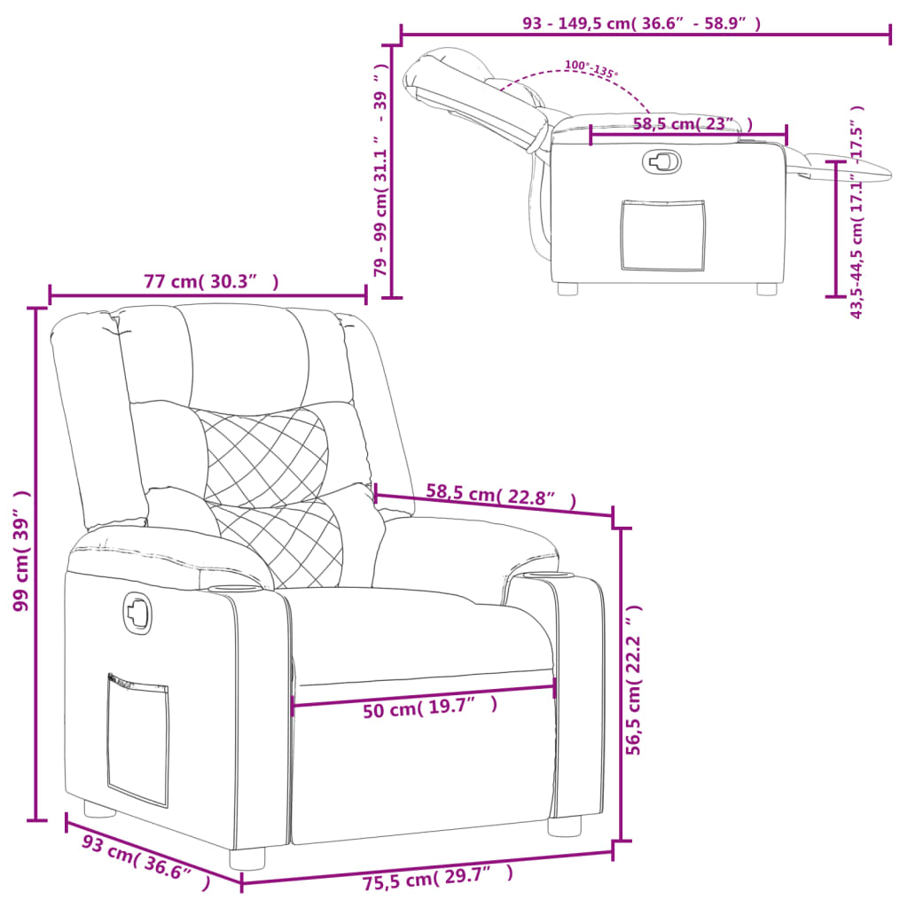 Fauteuil inclinable Gris foncé Tissu - XIOS