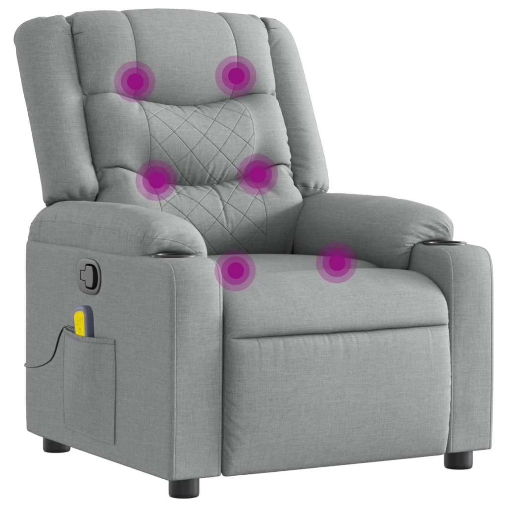 Fauteuil de massage inclinable Gris clair Tissu Fauteuils vidaXL