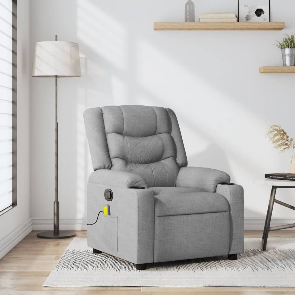 Fauteuil de massage inclinable Gris clair Tissu Fauteuils vidaXL