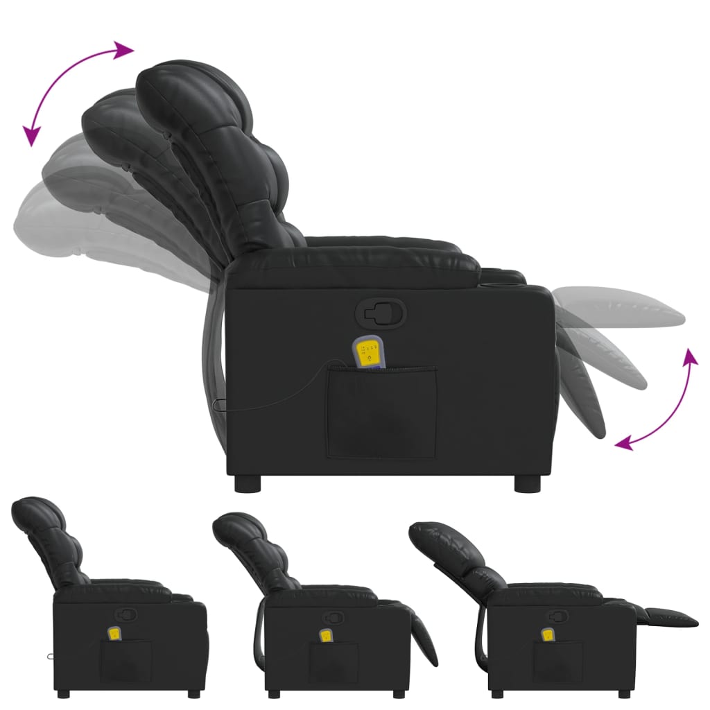 Fauteuil de massage inclinable Noir Similicuir Fauteuils vidaXL
