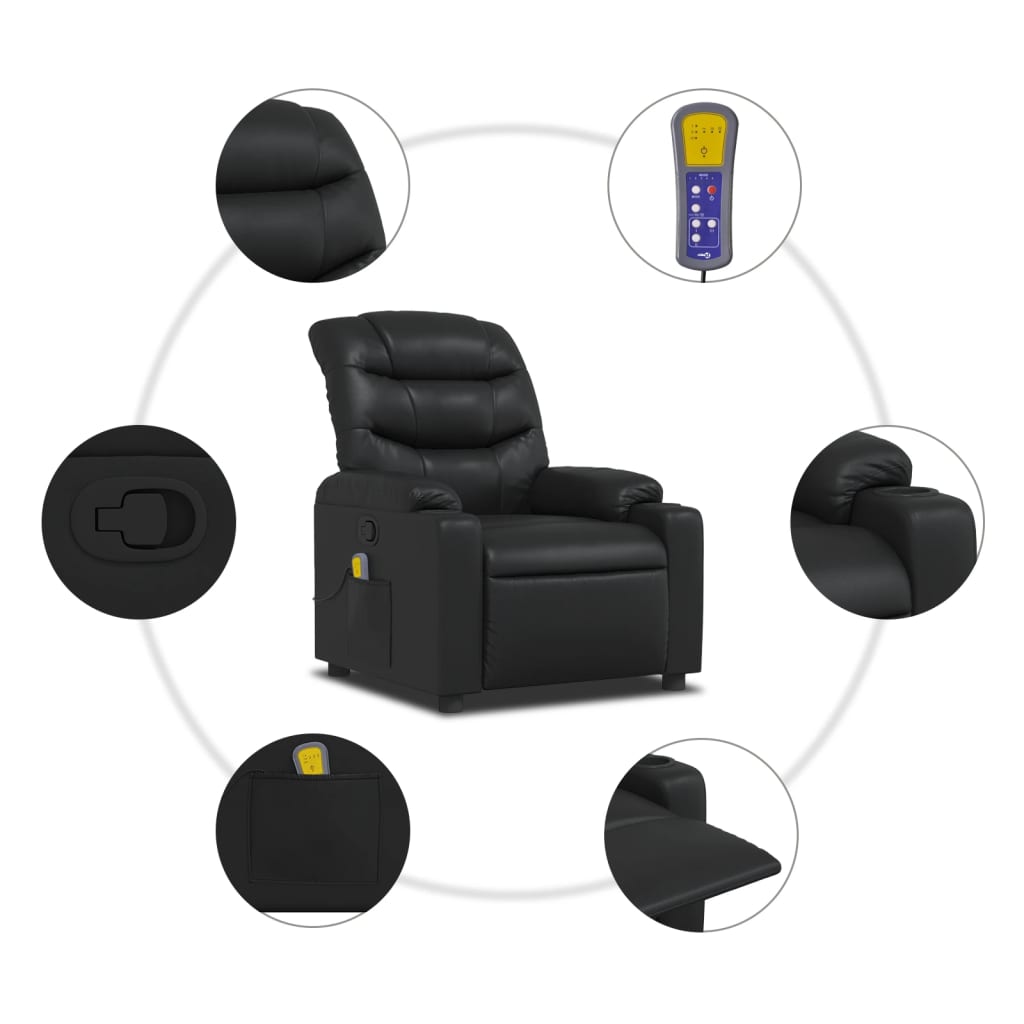 Fauteuil de massage inclinable Noir Similicuir Fauteuils vidaXL