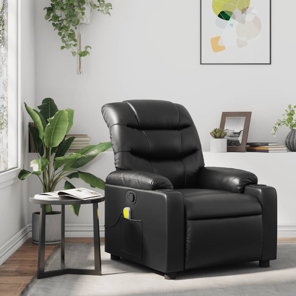 Fauteuil de massage inclinable Noir Similicuir Fauteuils vidaXL