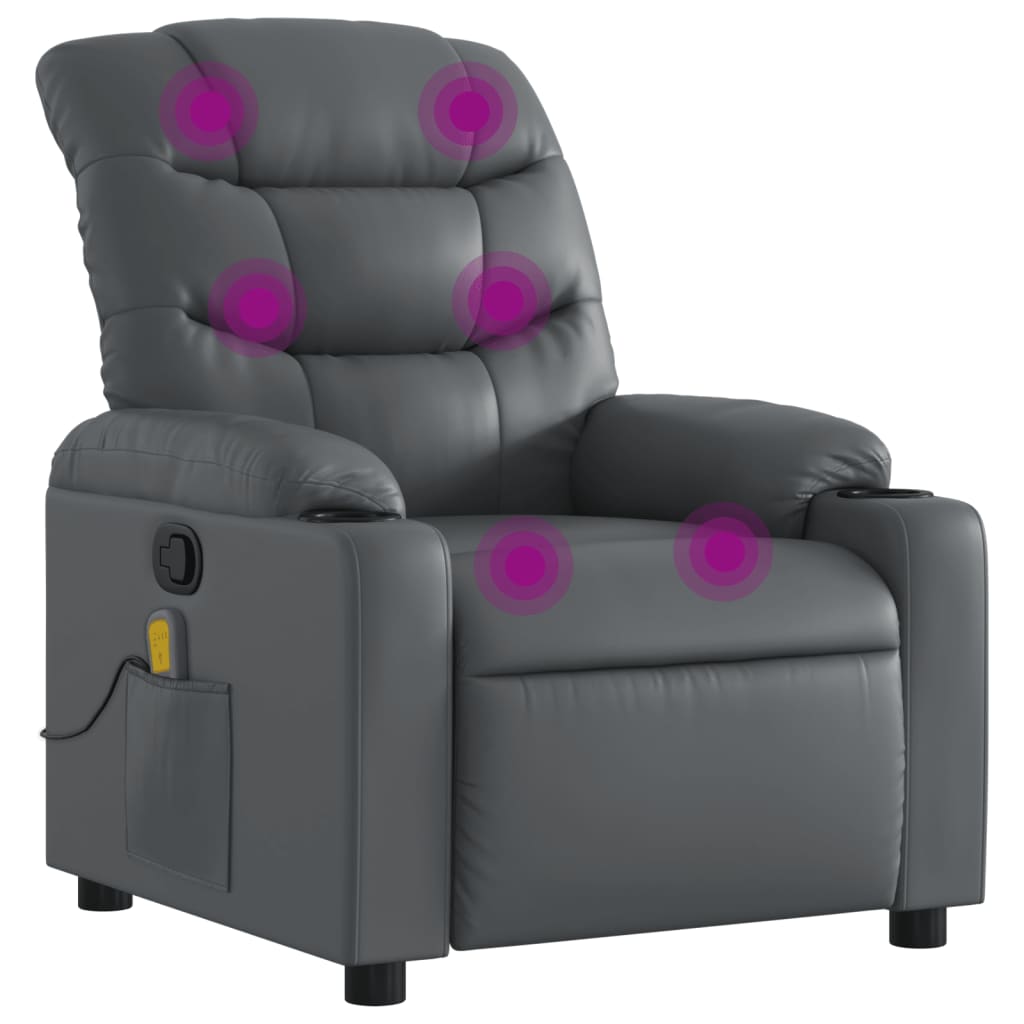 Fauteuil de massage inclinable Gris Similicuir - XIOS