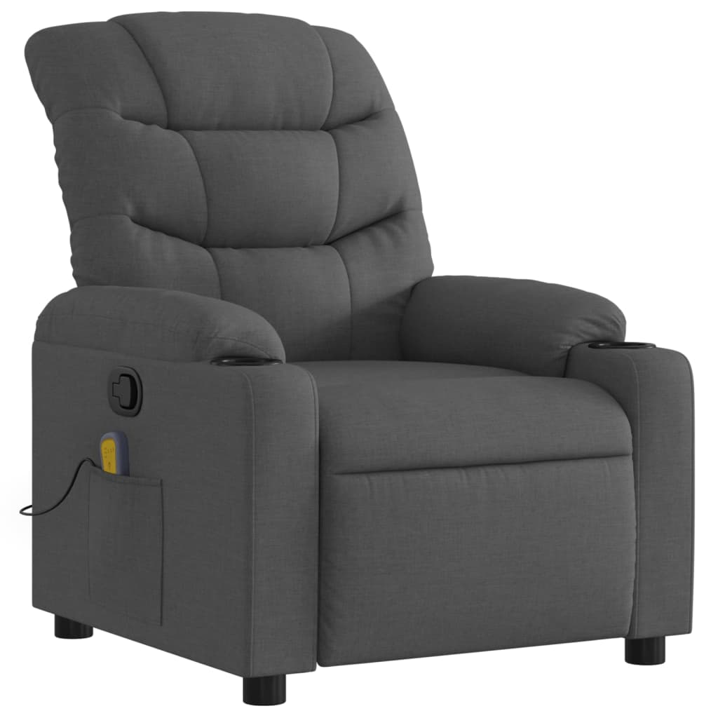 Fauteuil de massage inclinable Gris foncé Tissu Fauteuils vidaXL