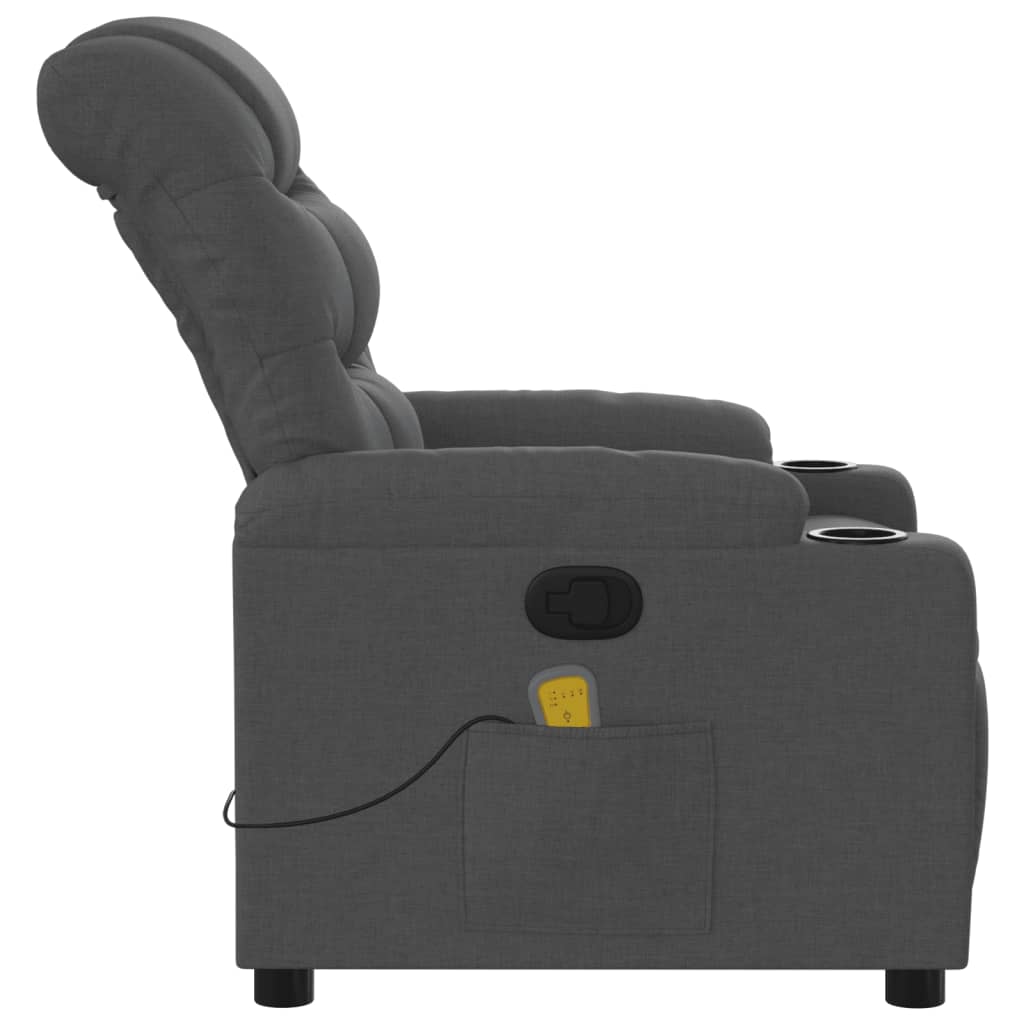 Fauteuil de massage inclinable Gris foncé Tissu Fauteuils vidaXL