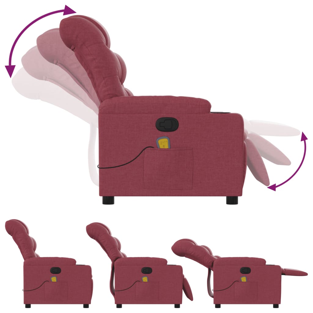 Fauteuil de massage inclinable Rouge bordeaux Tissu - XIOS