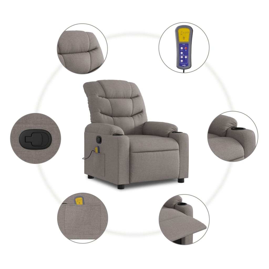 Fauteuil de massage inclinable Taupe Tissu - XIOS