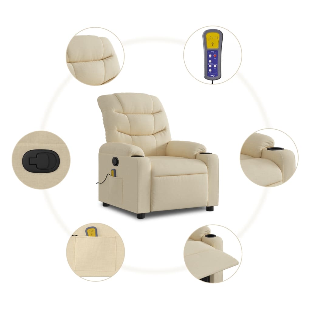 Fauteuil de massage inclinable Crème Tissu - XIOS