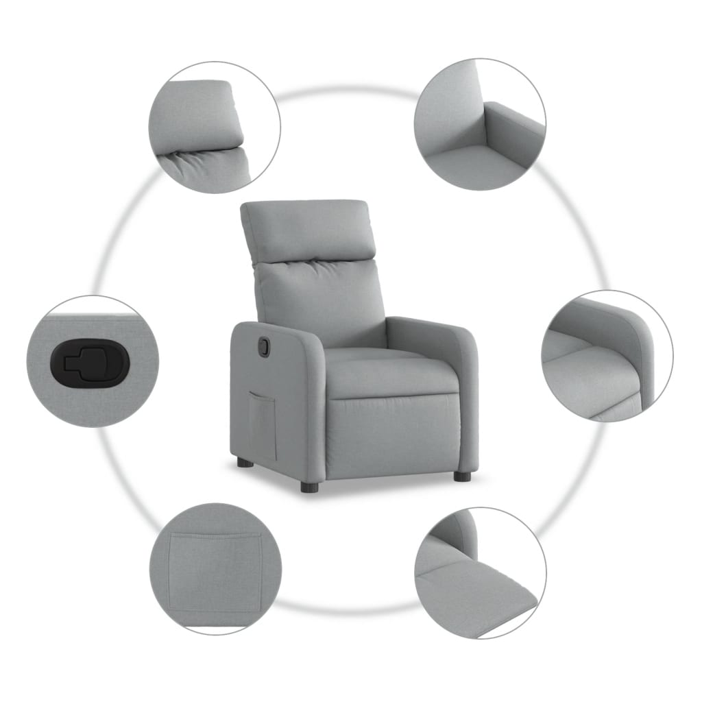 Fauteuil inclinable Gris clair Tissu Fauteuils vidaXL