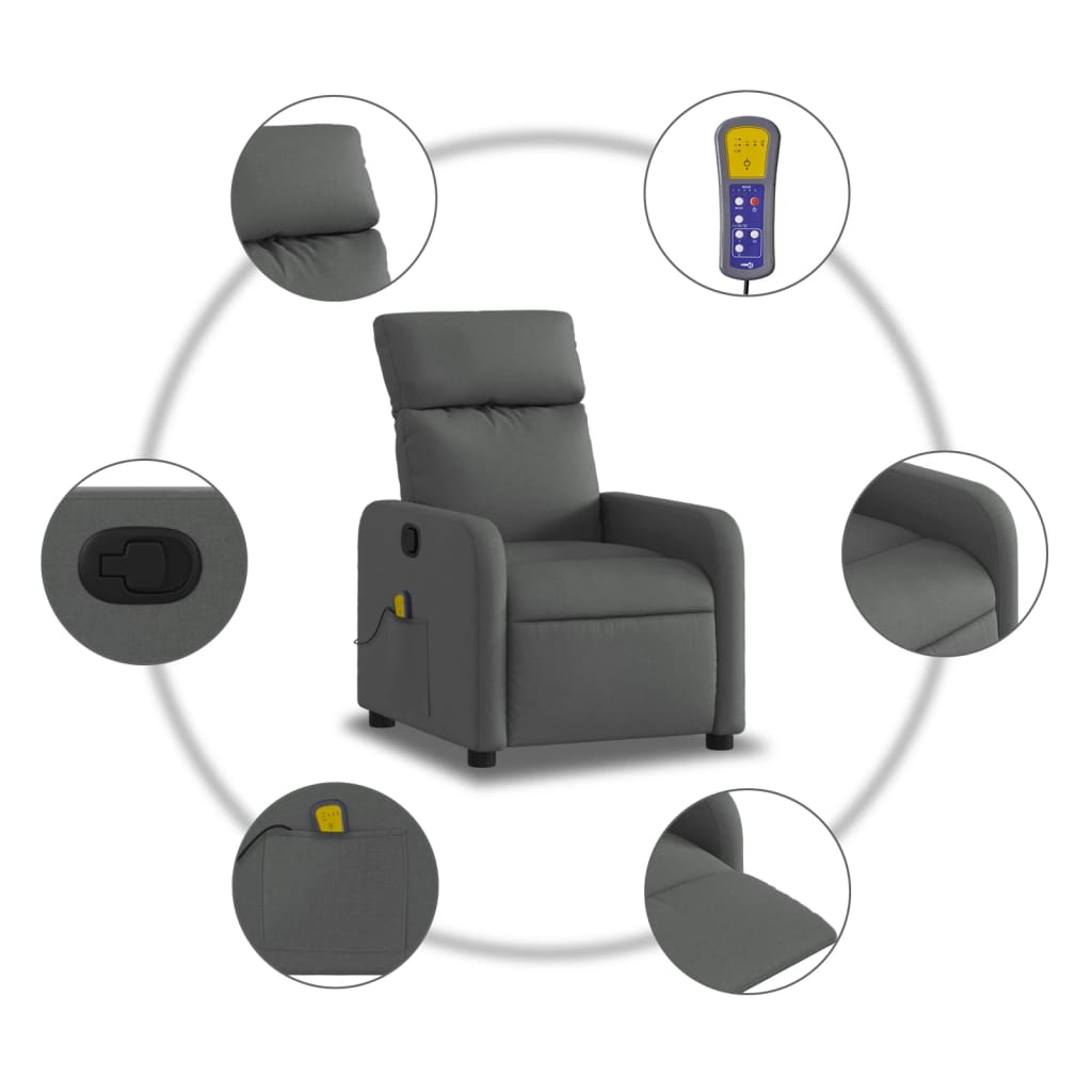 Fauteuil de massage inclinable Gris foncé Tissu - XIOS