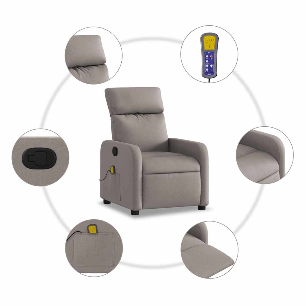 Fauteuil de massage inclinable Taupe Tissu - XIOS