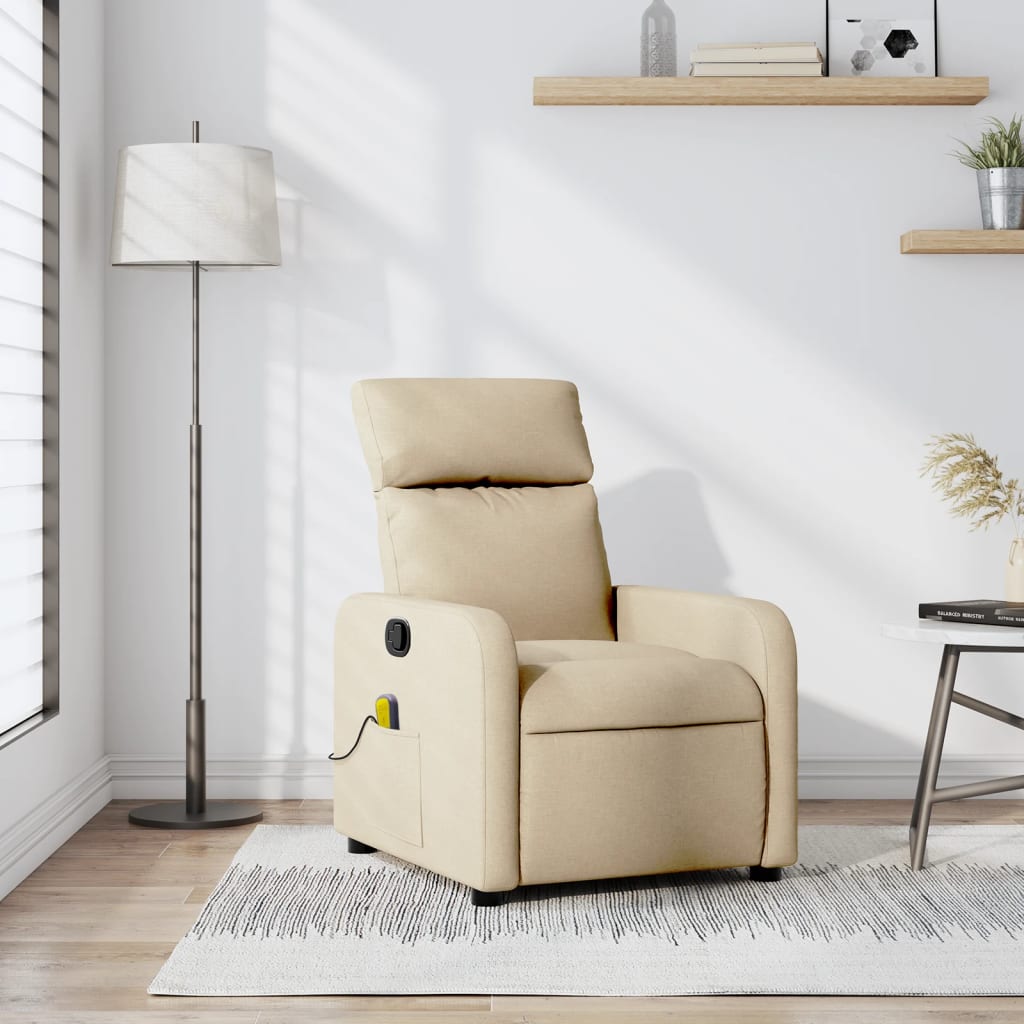 Fauteuil de massage inclinable Crème Tissu - XIOS