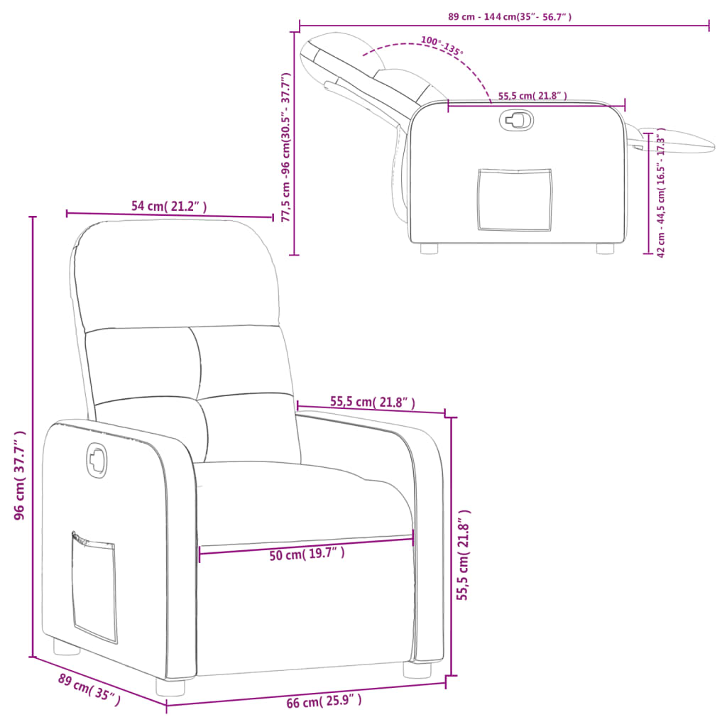 Fauteuil inclinable Noir Tissu - XIOS