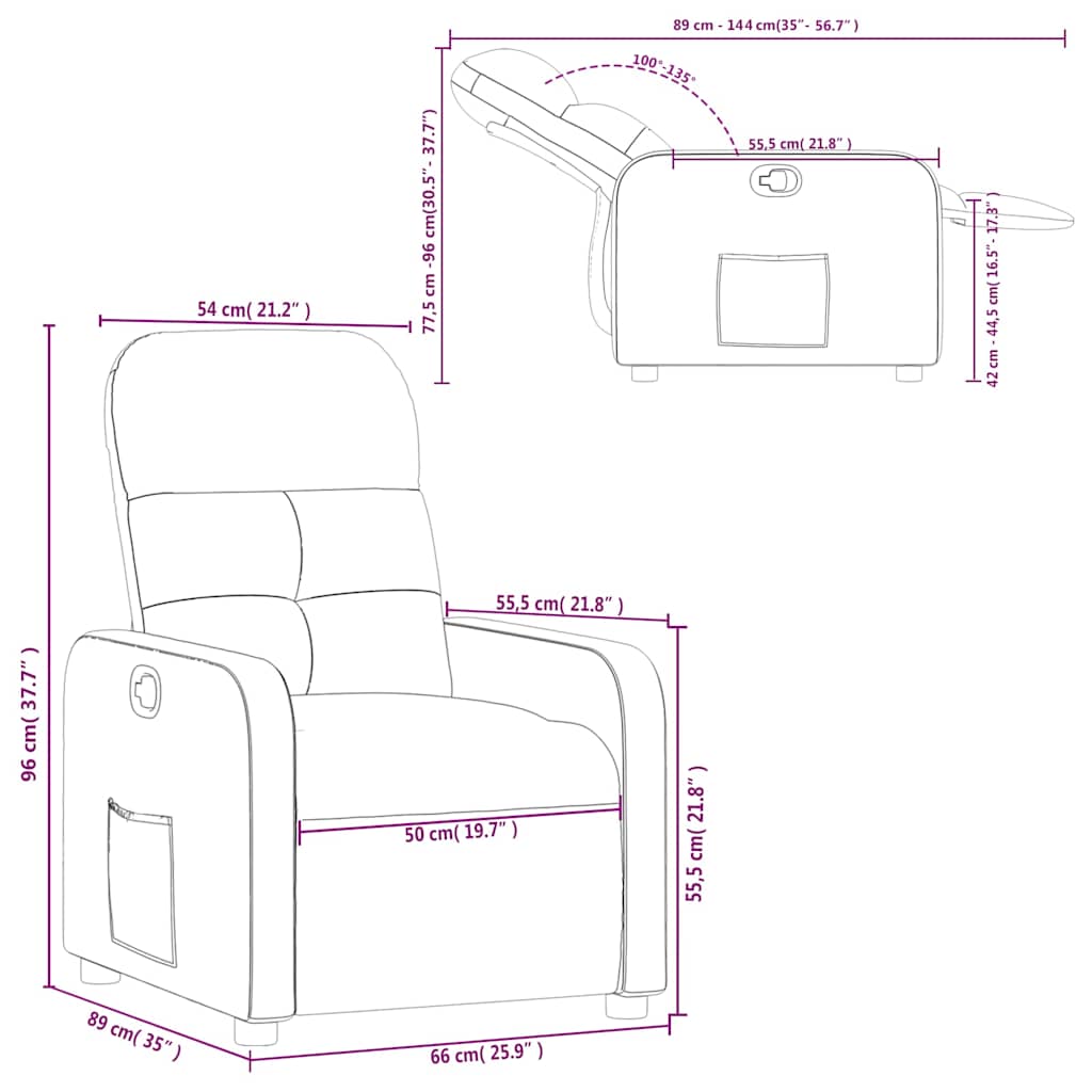 Fauteuil inclinable Rouge bordeaux Tissu - XIOS