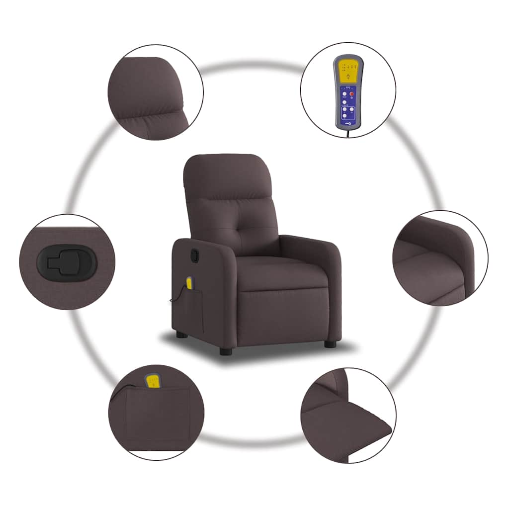 Fauteuil de massage inclinable Marron foncé Tissu - XIOS