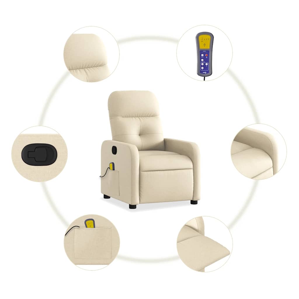 Fauteuil de massage inclinable Crème Tissu - XIOS