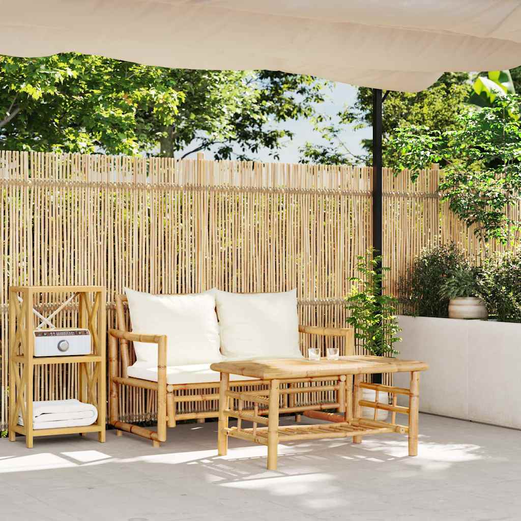 Ensemble de canapés de jardin 2 pièces avec coussins en bambou - XIOS