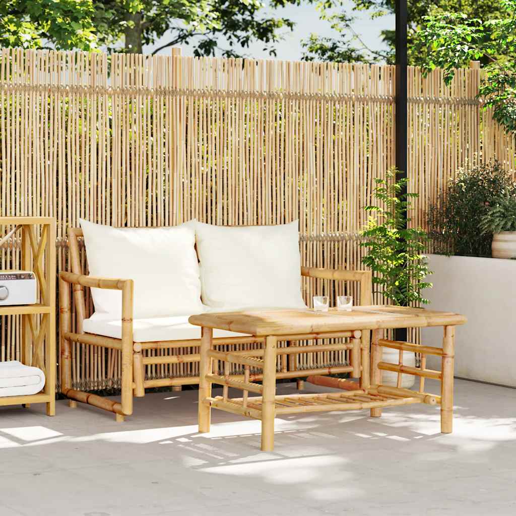 Ensemble de canapés de jardin 2 pièces avec coussins en bambou - XIOS