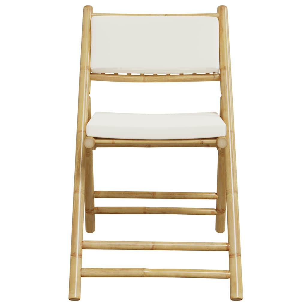 Ensemble de bistro pliante 3 pcs et coussins blanc crème bambou - XIOS
