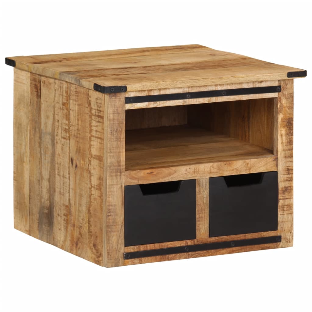 Table basse avec tiroirs 50x50x40 cm bois de manguier massif - XIOS