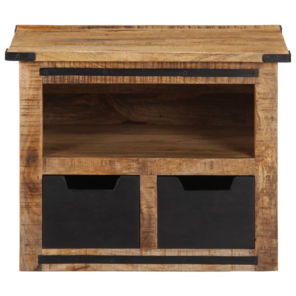 Table basse avec tiroirs 50x50x40 cm bois de manguier massif - XIOS