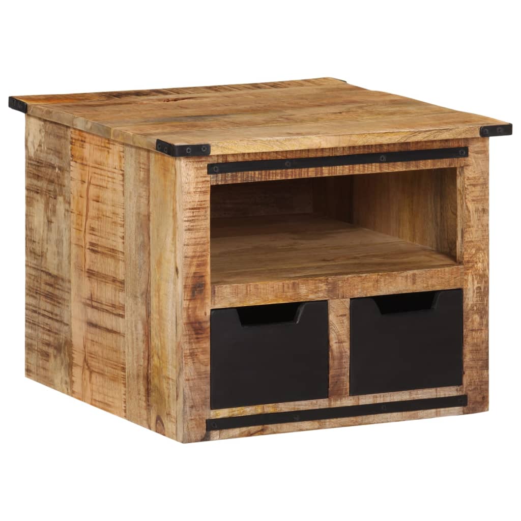 Table basse avec tiroirs 50x50x40 cm bois de manguier massif - XIOS