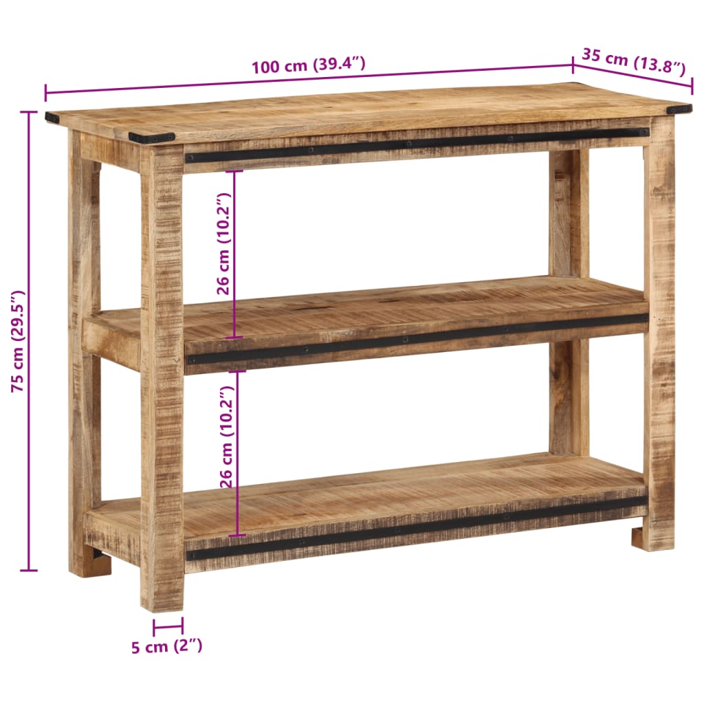 Table console 100x35x75 cm bois de manguier massif - XIOS