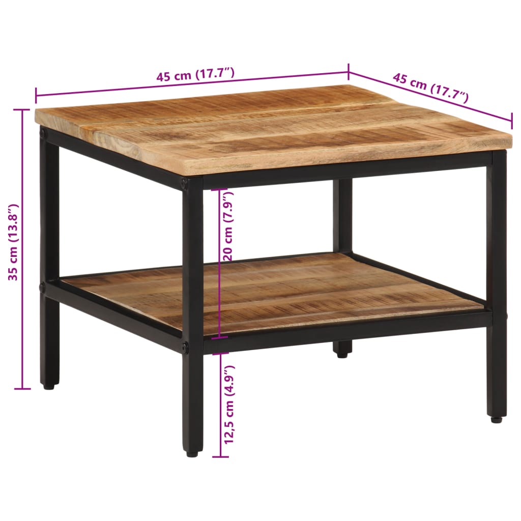 Table basse 45x45x35 cm bois de manguier massif brut - XIOS