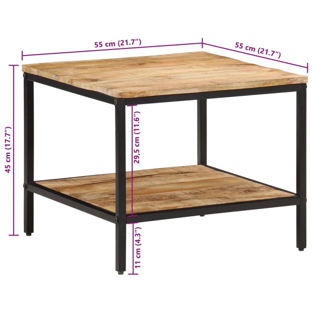 Table basse 55x55x45 cm bois de manguier massif brut - XIOS