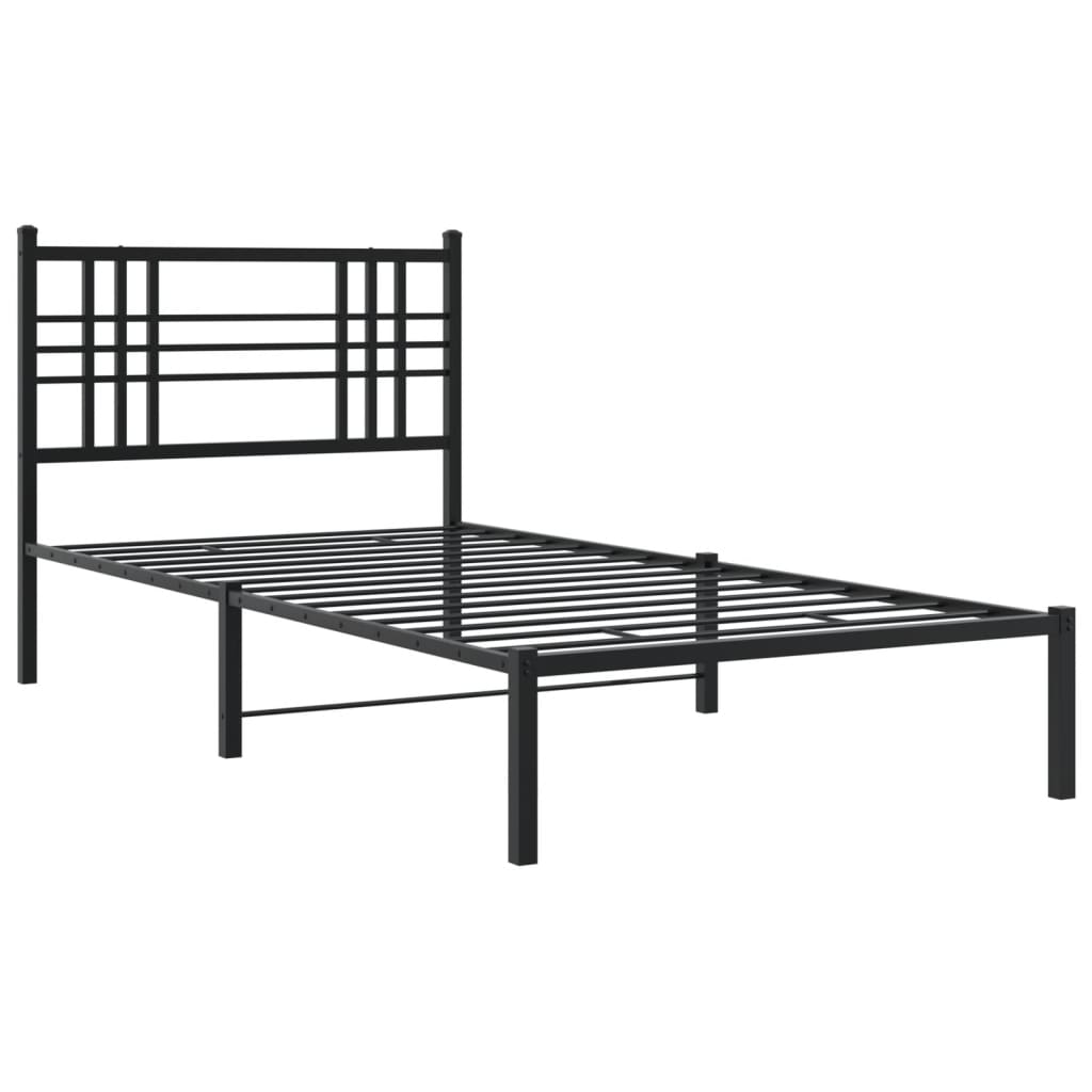 Cadre de lit métal sans matelas avec tête de lit noir 90x190 cm - XIOS