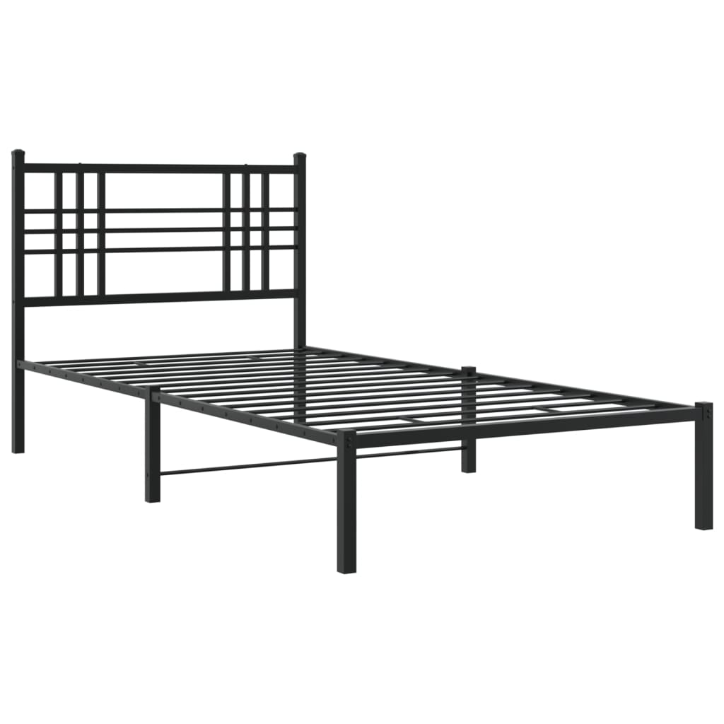 Cadre de lit métal sans matelas avec tête de lit noir 100x190cm - XIOS
