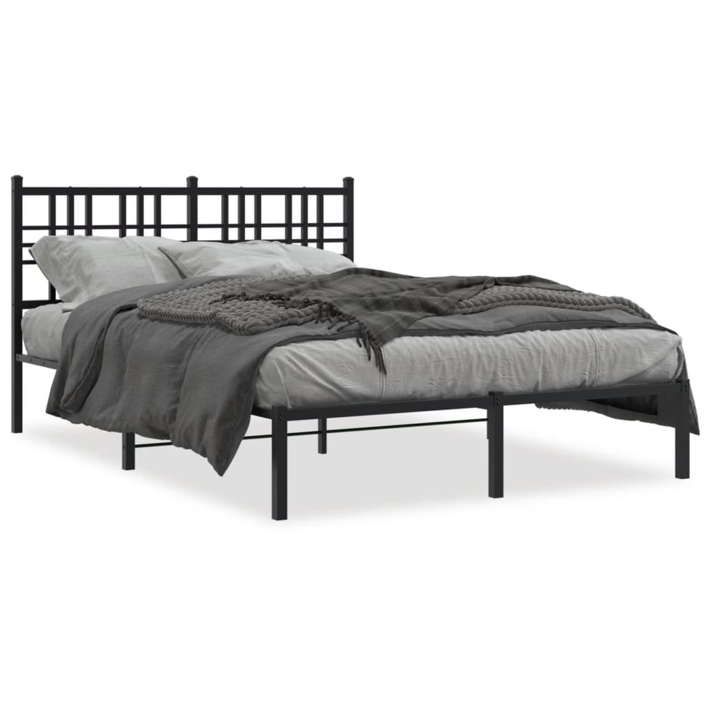 Cadre de lit métal sans matelas avec tête de lit noir 120x190cm - XIOS