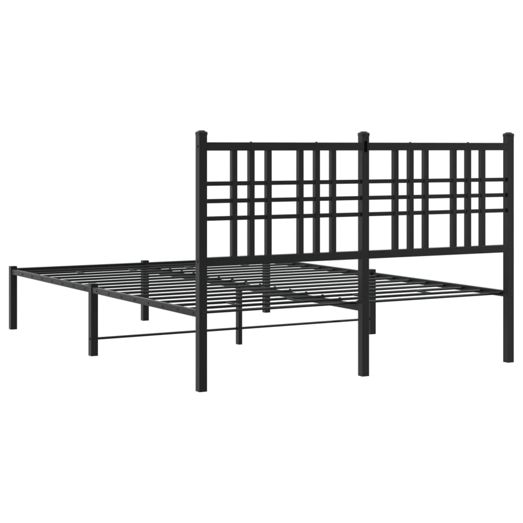 Cadre de lit métal sans matelas avec tête de lit noir 120x190cm - XIOS