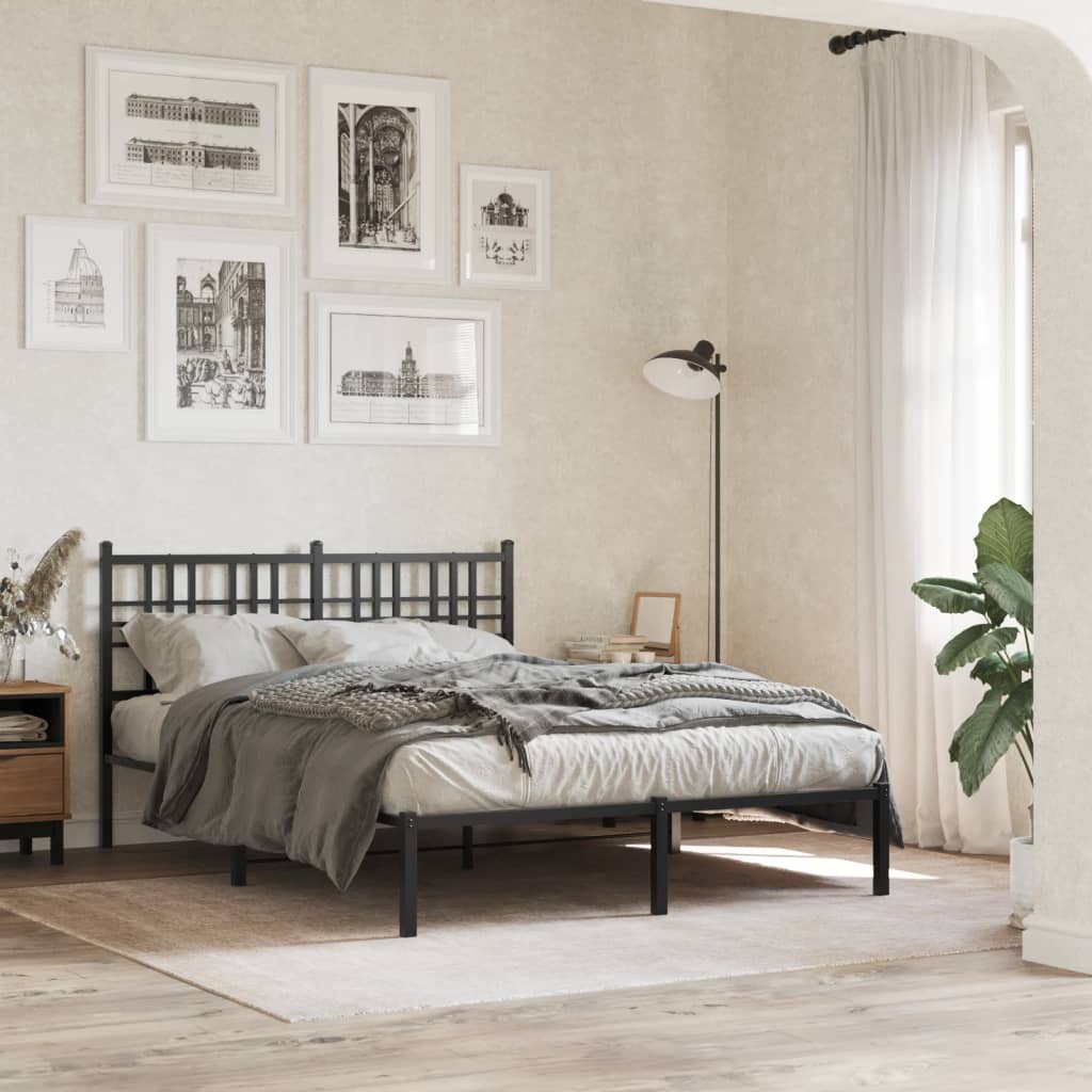 Cadre de lit métal sans matelas avec tête de lit noir 120x190cm - XIOS