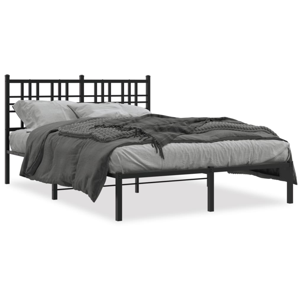 Cadre de lit métal sans matelas avec tête de lit noir 120x200cm - XIOS