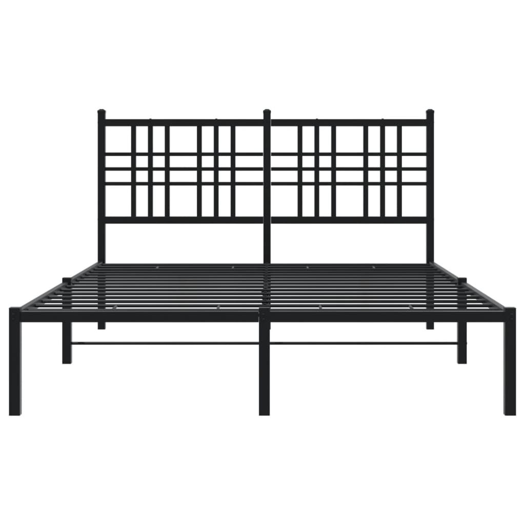 Cadre de lit métal sans matelas avec tête de lit noir 135x190cm - XIOS