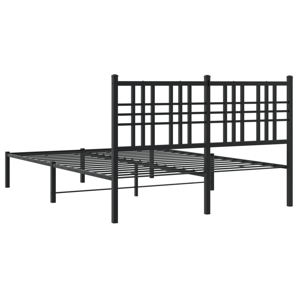 Cadre de lit métal sans matelas avec tête de lit noir 135x190cm - XIOS