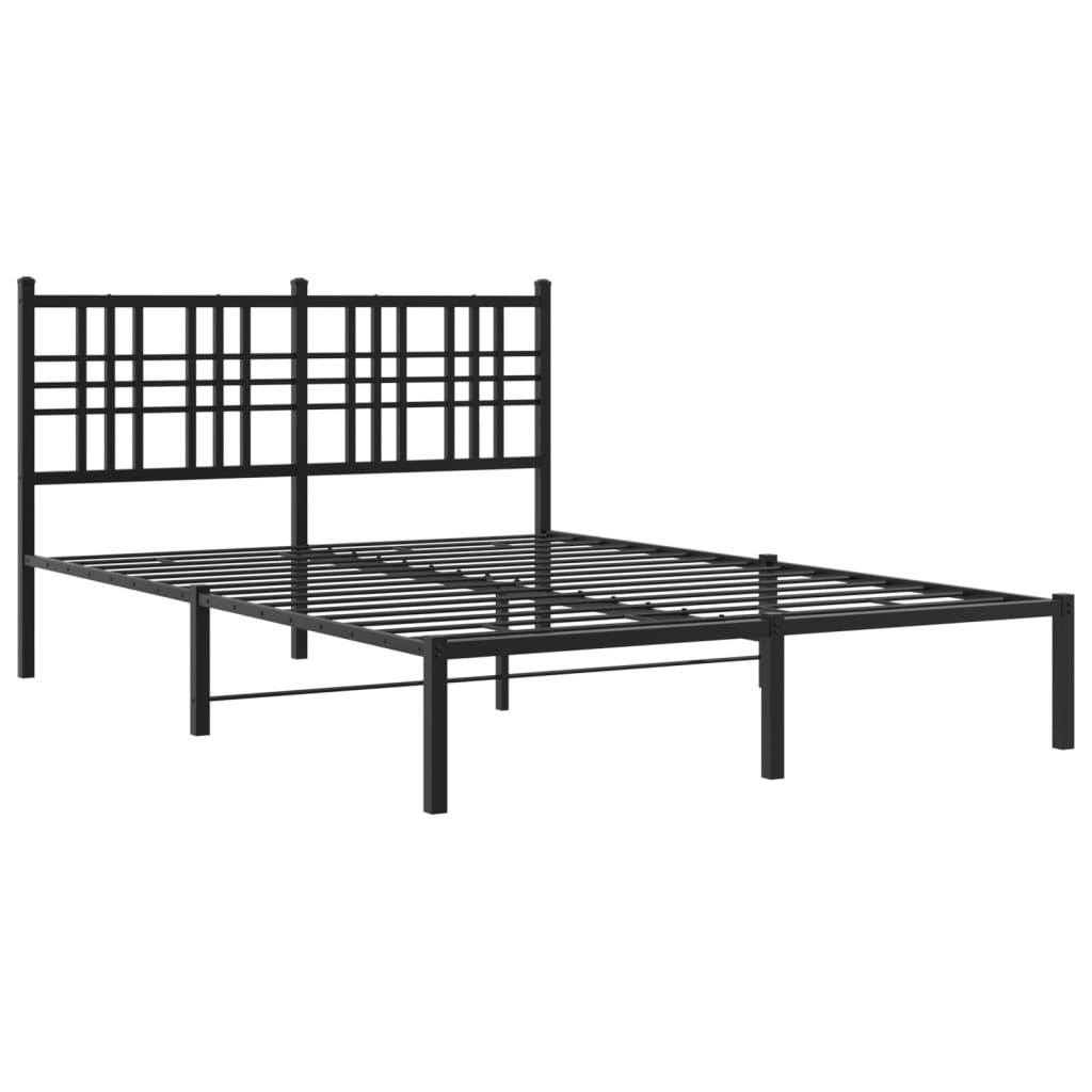 Cadre de lit métal sans matelas avec tête de lit noir 140x190cm - XIOS
