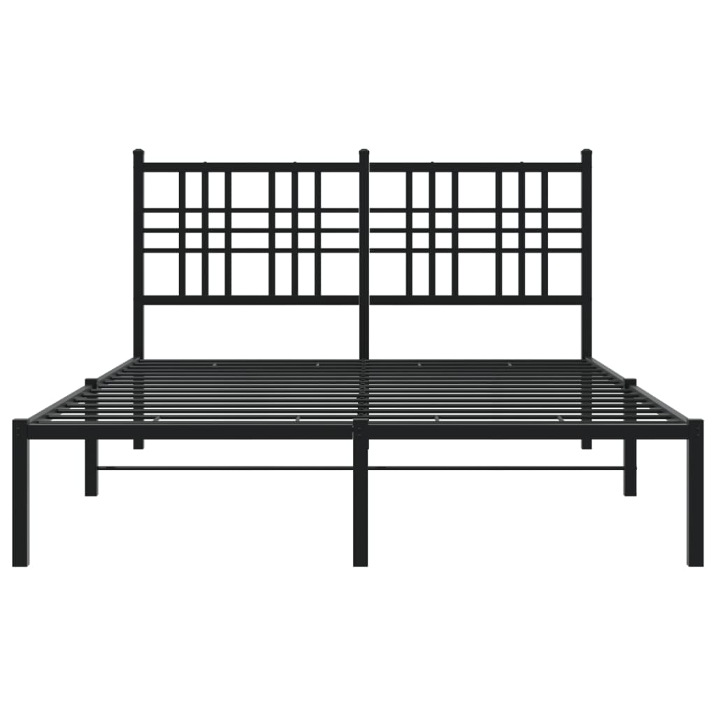 Cadre de lit métal sans matelas avec tête de lit noir 140x190cm - XIOS