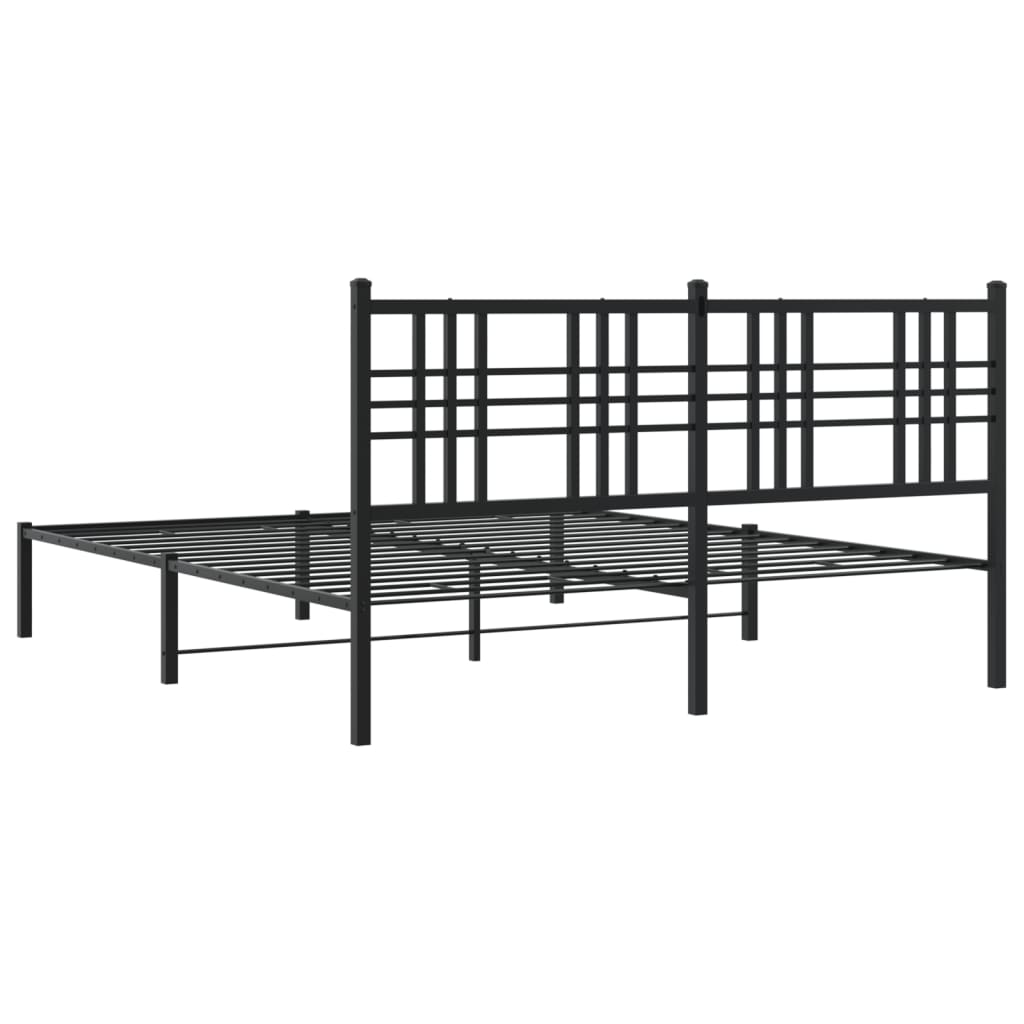 Cadre de lit métal sans matelas avec tête de lit noir 150x200cm - XIOS