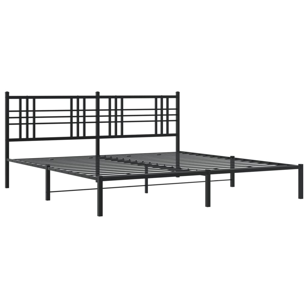 Cadre de lit métal sans matelas avec tête de lit noir 183x213cm - XIOS