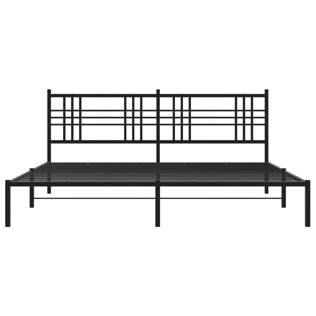 Cadre de lit métal sans matelas avec tête de lit noir 183x213cm - XIOS