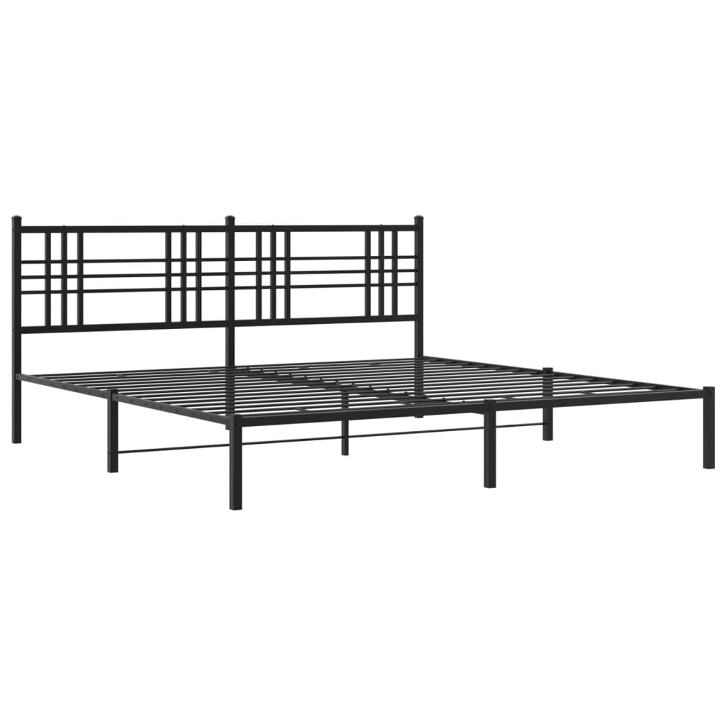 Cadre de lit métal sans matelas avec tête de lit noir 193x203cm - XIOS